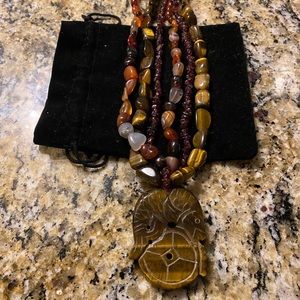 Tiger eye and Stone Choker Necklace